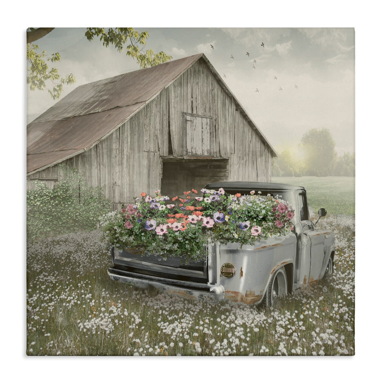 Stupell Industries Gathering Fragrance Flower Truck  Canvas Wall Art, design by Nan